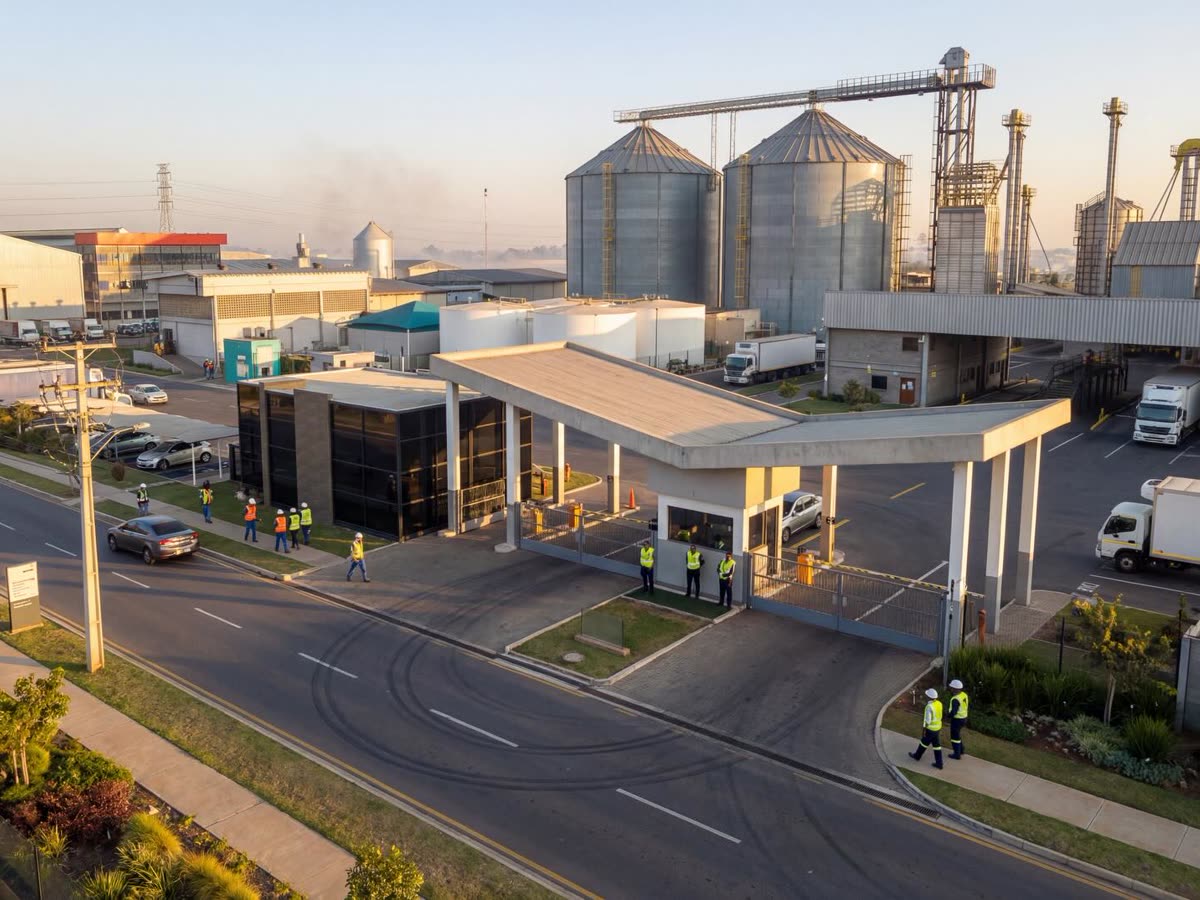 Portaria e unidade de silos de complexo industrial